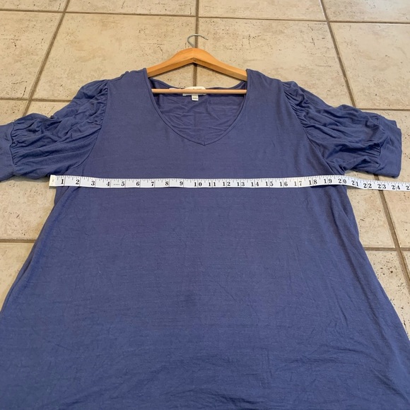 💜 Kim & Cami Los Angeles Puff Sleeve V-Neck Top X-Large - Picture 3 of 8